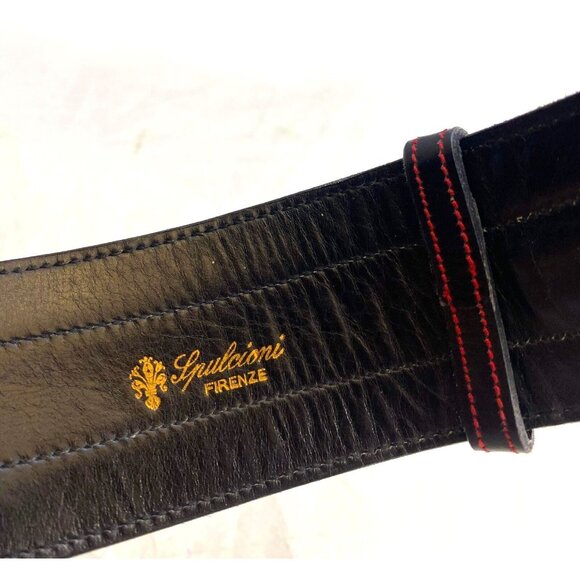 #4730 Vintage Spulcioni Firenze red leather belt size 28 inch adjustable - Picture 6 of 6